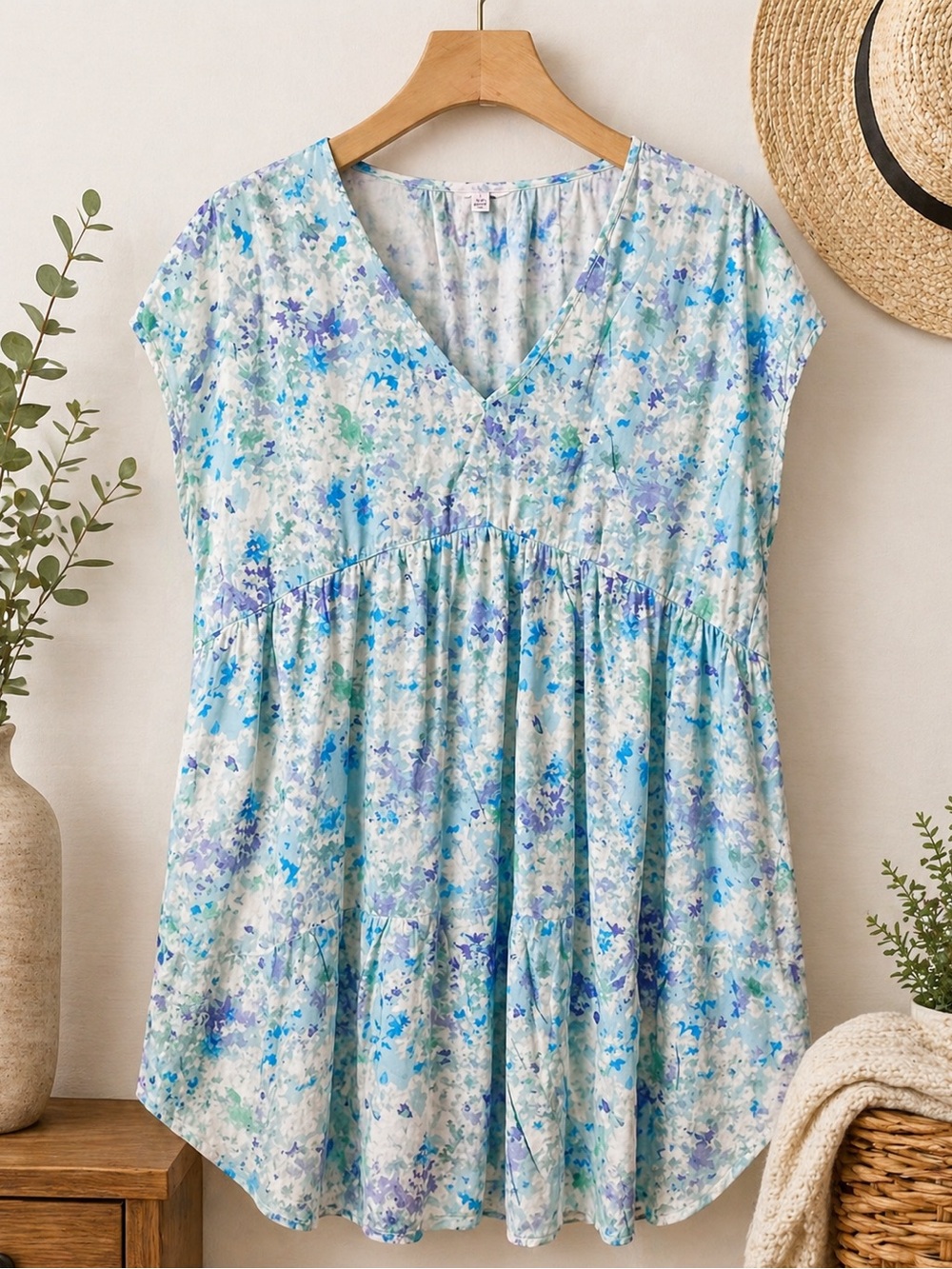 Time‎ and Tru Women’s Floral Dress Blue Green Size L 12-14